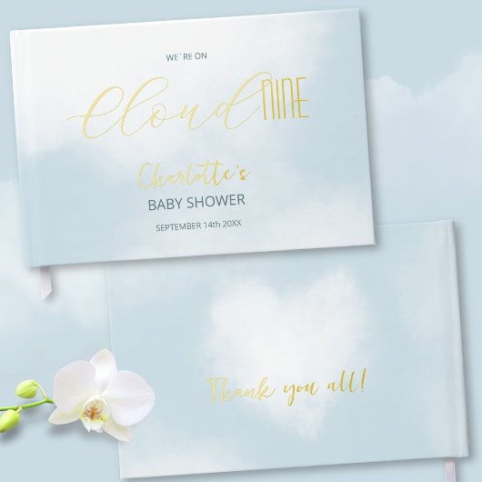 Nous sommes sur Cloud 9 Elegant Script Fête Prénat