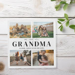 Nous t'aimons Grand-mère Personnalisé 4 Photo Coll<br><div class="desc">Dites que nous vous aimons à grand-mère avec un dessous de verre cadeau personnalisé avec 4 de vos photos préférées et petits-enfants noms et... Tout le texte de cette conception est modifiable afin que vous puissiez ajouter votre propre message ou texte. Disponible dans une variété de couleurs, de styles et...</div>