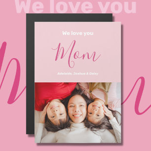 Nous t'aimons Maman Pink Minimalist Photo Magnet C