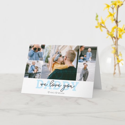 Nous t'aimons papa Carte photo manuscrit (Fleur jaune)