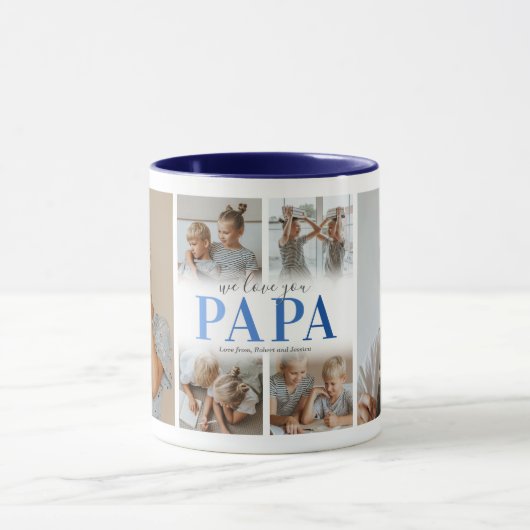 Nous t'aimons Papa Photo Collage Mug (Centre)
