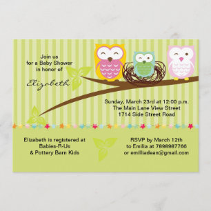 Nous trois hibou famille neutre invitation baby sh