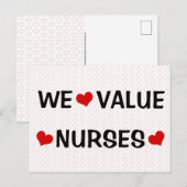 Nous valorisons les coeurs des infirmières Carte p (Devant / Derrière)