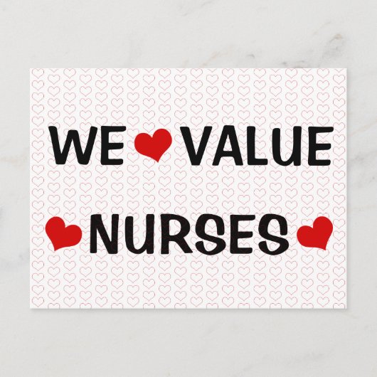 Nous valorisons les coeurs des infirmières Carte p (Devant)