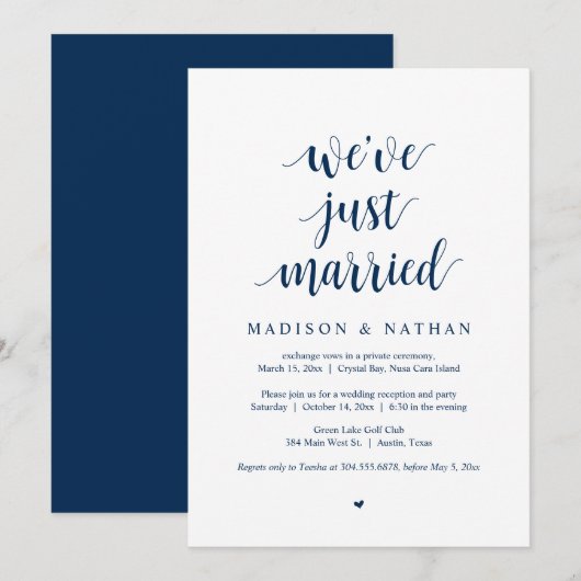 Nous venons de nous marier, Invitation de mariage (Devant / Derrière)