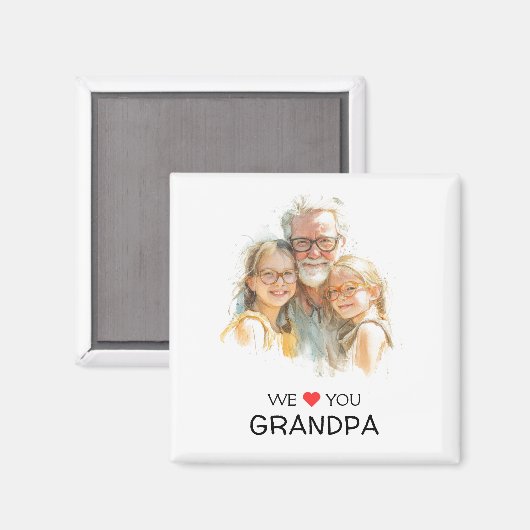Nous Vous Aimons Papi Aimant | Photo Personnalisée (Recto/Verso)
