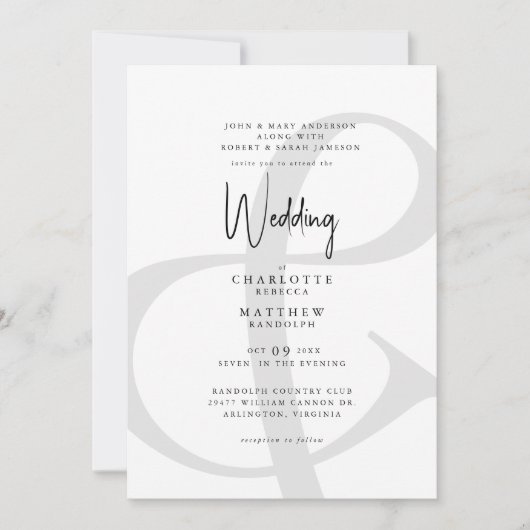 & Nous vous Invitation Mariage moderne (Devant)