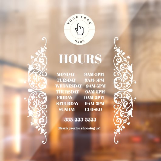 NOUVEAU ! Autocollant Heures d'Ouverture - Rectang (Feuille 2)