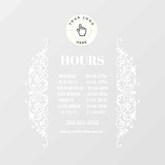 NOUVEAU ! Autocollant Heures d'Ouverture - Rectang (Feuille)