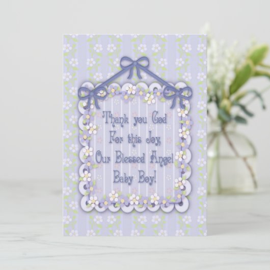 Nouveau Baby Boy Frilly Faire-part Card (Debout devant)