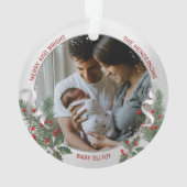 Nouveau bébé 1er Noël Argent Frame Holly & Pine (dos)