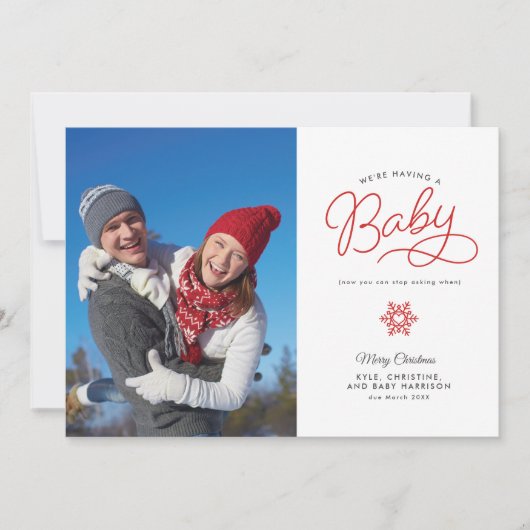 Nouveau bébé amusant Noël Grossesse Faire-part (Devant)