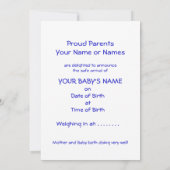 Nouveau bébé Carte photo Faire-part pour bébé pers (Dos)