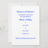 Nouveau bébé Carte photo Faire-part pour bébé pers (Dos)