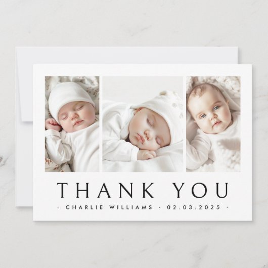 Nouveau bébé faire-part 3 photo carte de remerciem (Devant)
