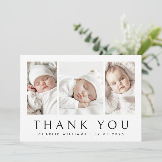 Nouveau bébé faire-part 3 photo carte de remerciem (Debout devant)