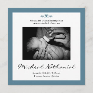Nouveau bébé Faire-part de naissance bleu garçon
