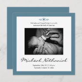 Nouveau bébé Faire-part de naissance bleu garçon (Devant / Derrière)