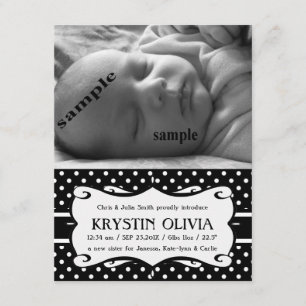 Nouveau bébé Faire-part de naissance noir blanc Po