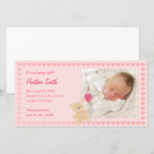 Nouveau bébé Faire-part fille (Devant / Derrière)