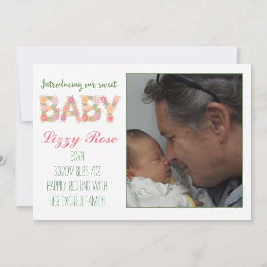 Nouveau bébé Faire-part floral (Devant)