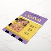 Nouveau bébé faire-part jaune feuille d'or carte p (Rotation)