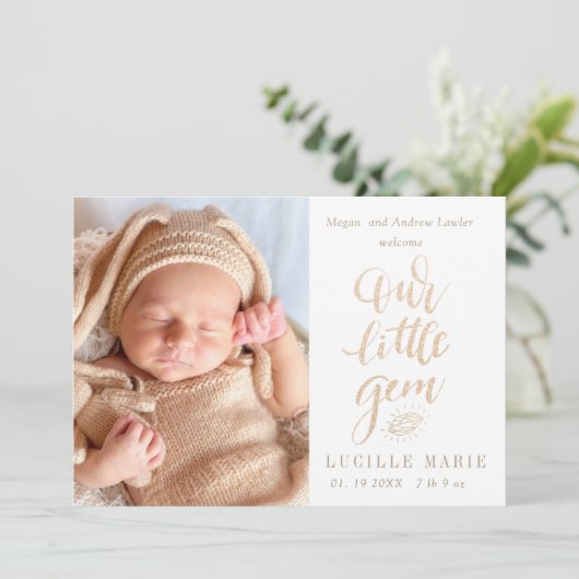 Nouveau bébé Faire-part Notre petit script Gem (Debout devant)