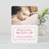 Nouveau bébé, Faire-part photo, Pink Polka-Point, (Debout devant)