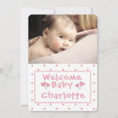 Nouveau bébé, Faire-part photo, Pink Polka-Point, (Devant)
