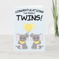 Nouveau Bébé Félicitations Deux Jumeaux Carte Bébé