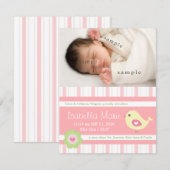 Nouveau bébé fille mignonne rose Faire-part de nai (Devant / Derrière)