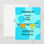 Nouveau bébé garçon Félicitations Carte personnali (Devant / Derrière)