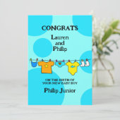 Nouveau bébé garçon Félicitations Carte personnali (Debout devant)