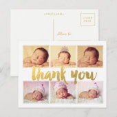 Nouveau bébé Merci d'or de naissance carte postale (Devant / Derrière)