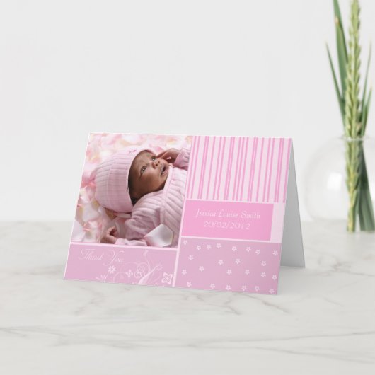 nouveau bébé merci photo carte de voeux (Devant)