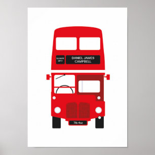 Nouveau bébé personnalisé London Red Bus Poster
