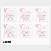 Nouveau Bébé Stickers Fille Buggy rose & Ballons (Feuille)