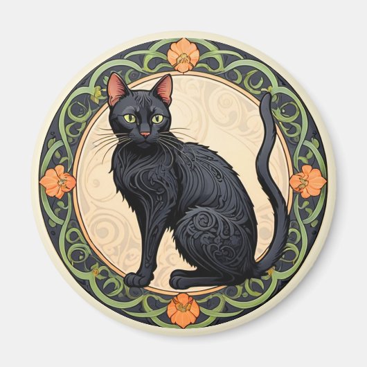 Nouveau Black Cat Magneet (Voorkant)