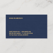 Nouveau bleu marin d'or carte de visite (Dos)