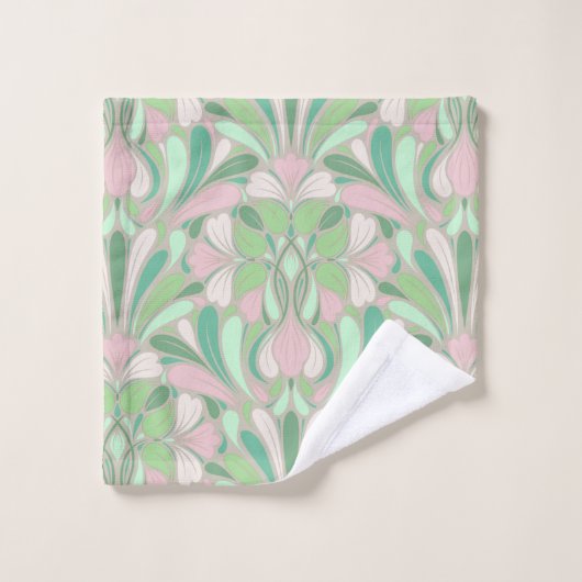 Nouveau Boho Pastel Blush et Flore verte (Gant de toilette)