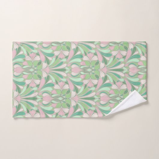 Nouveau Boho Pastel Blush et Flore verte (Serviette à main)