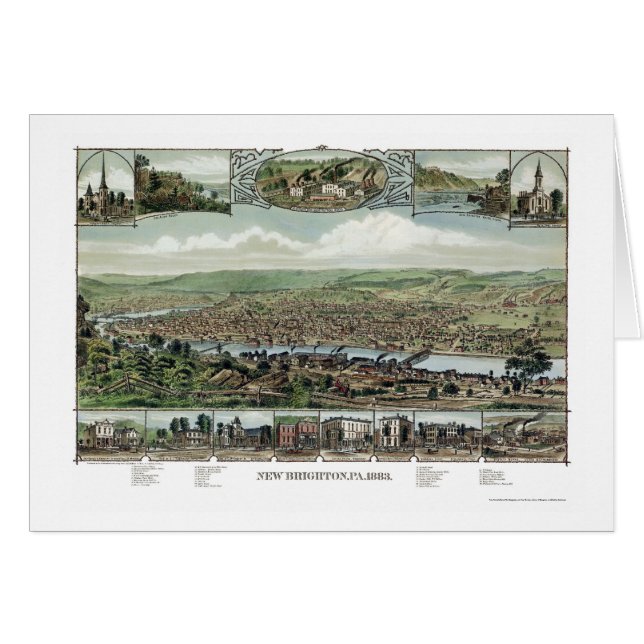 Nouveau Brighton, carte panoramique de PA - 1883 (Devant horizontal)