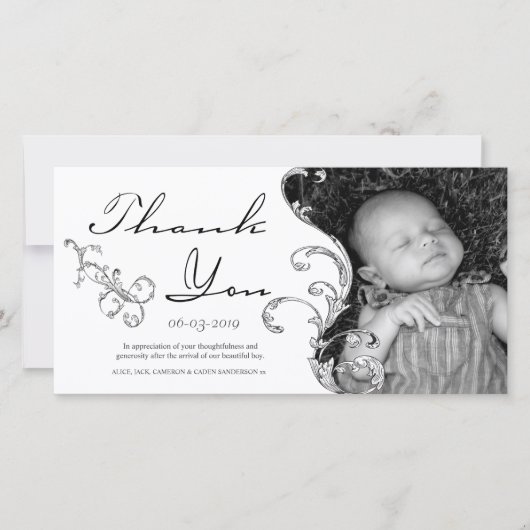 Nouveau carte de remerciements de bébé de Flourish (Devant)