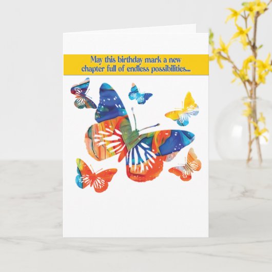 Nouveau chapitre Carte d'anniversaire (Fleur jaune)