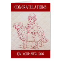 Nouveau Chien Félicitations Broderie Vintage de Ch