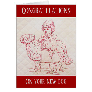 Nouveau chien Félicitations Vintage Broderie de ch