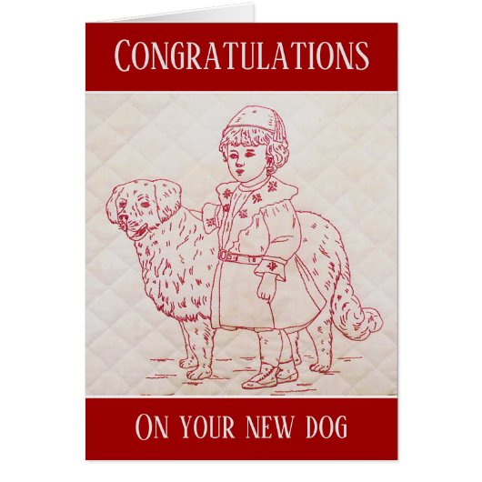 Nouveau chien Félicitations Vintage Broderie de ch (Devant)