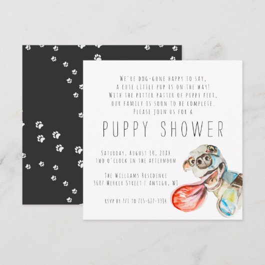 Nouveau chiot | Invitation à une fête de chiot (Devant / Derrière)