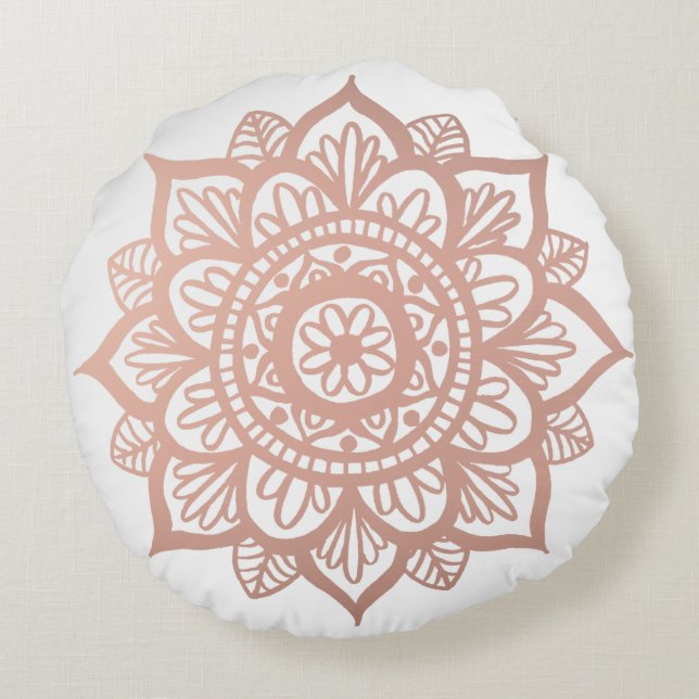 Nouveau Coussin Gold Mandala Round Rose (Dos)