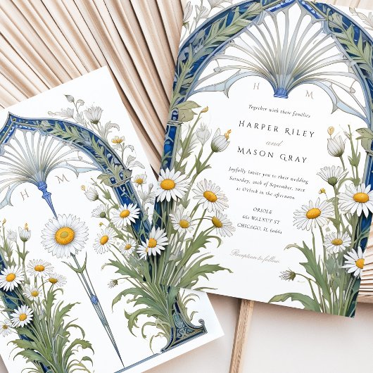 Nouveau Daisy Garden Huwelijksuitnodiging Kaart